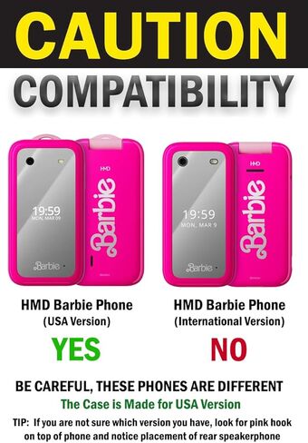 جراب Nakedcellphone الشفاف لهاتف HMD Barbie (إصدار الولايات المتحدة الأمريكية فقط)، غطاء نحيف شفاف بقشرة صلبة (حماية الشاشة، قبضة مزخرفة) in Kuwait