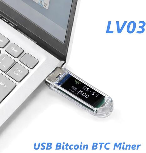 Bitcoins Miner LV03, Portable USB Bitcoin Miner, 250KH/S Solo ASIC, 1W Low Power, 2.4G WiFi, Mini Display, Beginner Crypto Mining Tool in Kuwait