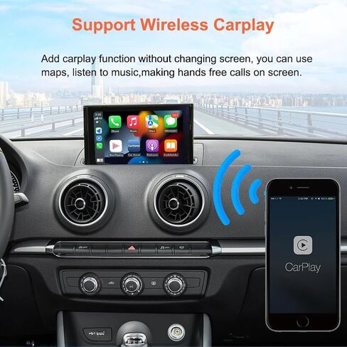 Carplay اللاسلكي لأودي A3 S3 A5 A4L Q2L Q5L Q7 2013-2018 مع نظام MIB MIB2 Carplay Android Auto التحديثية عدة فك التشفير جولة LVDS دعم بلوتوث، ميرورلينك، سيري، الملاحة، الكاميرا in Kuwait