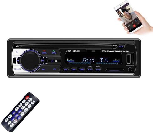 Multimedia Car Stereo Single Din Bluetooth Audio Hands-Free Built-in Microphone MP3 Player No CD/DVD Player USB Port AUX Input FM Radio Receiver Remote Control in Kuwait