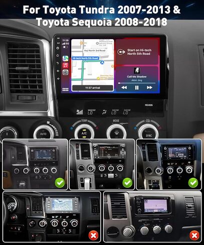 راديو سيارة Leadfan Android لـ (إصدار JBL) Toyota Tundra 2007-2013 Toyota Sequoia 2008-2018، شاشة ستيريو IPS مقاس 10.1 بوصة، Carplay Android Auto Bluetooth GPS WiFi FM in Kuwait