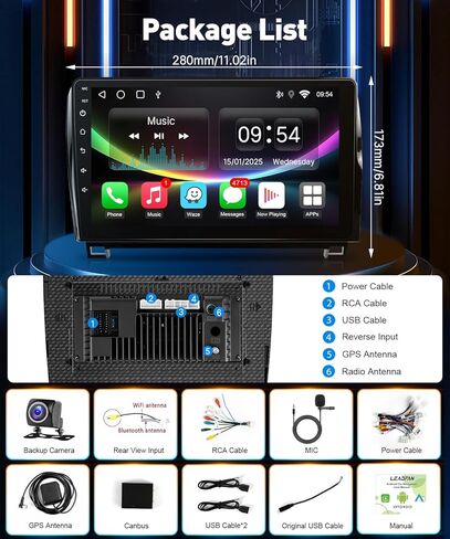 راديو سيارة Leadfan Android لـ (إصدار JBL) Toyota Tundra 2007-2013 Toyota Sequoia 2008-2018، شاشة ستيريو IPS مقاس 10.1 بوصة، Carplay Android Auto Bluetooth GPS WiFi FM in Kuwait