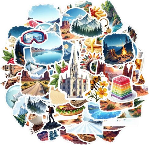 70pcs Nature Landscape Travel Adventure Landscape Decals Travel Stickers Detailed Stationery Stickers For Notebook Luggage Mobile Phone Cup Suitcase Fridge Phone Luggage Laptop Guitar Car Sticker Toys in Kuwait