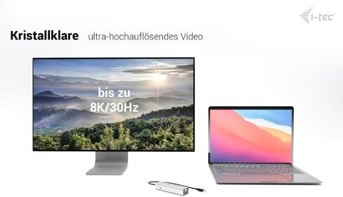 i-tec USB-C شحن محور معدني 5 منافذ مع USB-C فيديو 8K وتوصيل الطاقة 85 واط in Kuwait