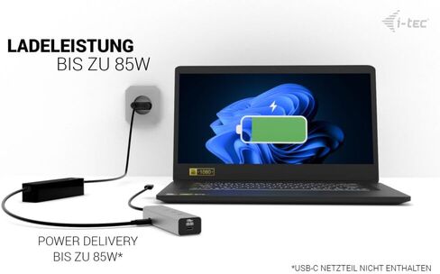 i-tec USB-C شحن محور معدني 5 منافذ مع USB-C فيديو 8K وتوصيل الطاقة 85 واط in Kuwait