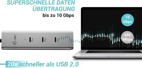 i-tec USB-C شحن محور معدني 5 منافذ مع USB-C فيديو 8K وتوصيل الطاقة 85 واط in Kuwait
