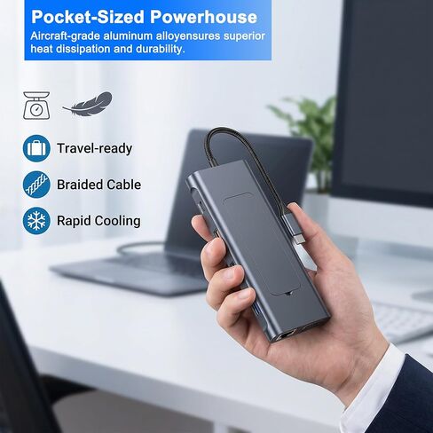 USB C Dock with M.2 NVMe SSD Enclosure, 10Gbps M.2 NVMe SSD Docking Station, USB C Hub with SSD Slot, Laptop Docking Station with 4K HDMI/PD100W/USB 3.2 Gen2/VGA/Gigabit LAN/SD/TF Card Reader in Kuwait