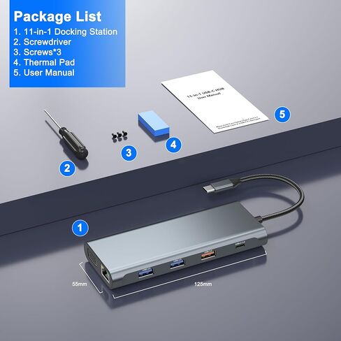 USB C Dock with M.2 NVMe SSD Enclosure, 10Gbps M.2 NVMe SSD Docking Station, USB C Hub with SSD Slot, Laptop Docking Station with 4K HDMI/PD100W/USB 3.2 Gen2/VGA/Gigabit LAN/SD/TF Card Reader in Kuwait