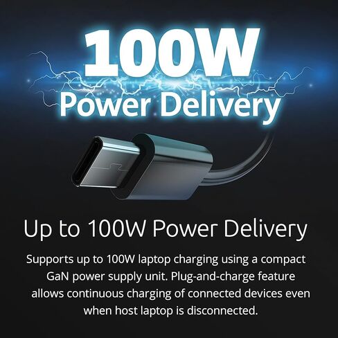 KENSINGTON SD4842P - قاعدة توصيل USB-C مع 3 مخارج فيديو عالية الدقة (1080p @ 120 هرتز)، طاقة 100 وات، 5 منافذ توصيل وشحن USB، غلاف خارجي مصنوع من مواد معاد تدويرها بنسبة 73% (K32810EU)، أسود in Kuwait