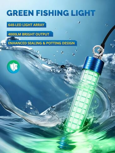 ضوء صيد أخضر تحت الماء 4000LM، مشبك طاقة LED 50 وات 12 فولت/ولاعة سجائر مع كابل 50 قدم، جاذبات إضاءة غاطسة IP68 للصيد الليلي أو الرصيف أو القارب أو قوارب الكاياك in Kuwait