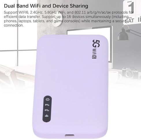 5G Portable Hotspot, WiFi6 High Speed Travel Router with Nano SIM Card Slot, 2.77Gbps DL 1.25Gbps 16 Devices Capacity, Home 5G Mobile Hotspot in Kuwait