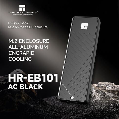 غطاء Thermalright HR-EB101 AC مصنوع من الألومنيوم باللون الأسود مزود بتبريد نشط وغطاء بروتوكول NVMe. USB 3.2 Gen 2، نقل عالي السرعة بسرعة 10 جيجابت في الثانية، لأجهزة الكمبيوتر والهواتف والأجهزة اللوحية وما إلى ذلك. نقل ثابت. أسود in Kuwait