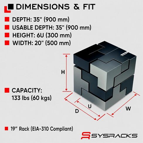 6U Vertical Wall Mount Server Rack Cabinet, 19 Inch Network Enclosure, 35" Full-Length Capacity, Mesh Door, Space-Saving Rack for Switches, Routers, Patch Panels in Saudi Arabia
