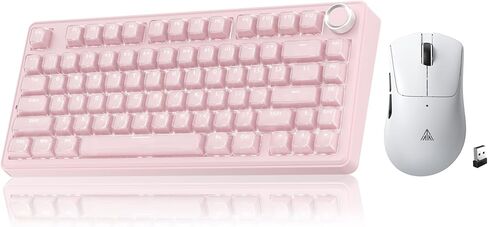 SOLAKAKA A75 وSM805، مجموعة لوحة مفاتيح وماوس لاسلكية للكمبيوتر الشخصي (A75 Crystal-Pink & SM805 White) in Kuwait