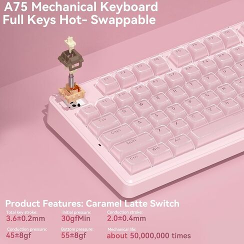 SOLAKAKA A75 وSM805، مجموعة لوحة مفاتيح وماوس لاسلكية للكمبيوتر الشخصي (A75 Crystal-Pink & SM805 White) in Kuwait