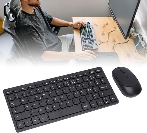 Zopsc French 2.4GHz Wireless Keyboard and Mouse Combo, 78 Key Slim Portable French Layout Keyboard with Quiet Mouse, Plug and Play USB Receiver for PC Laptop. in Kuwait