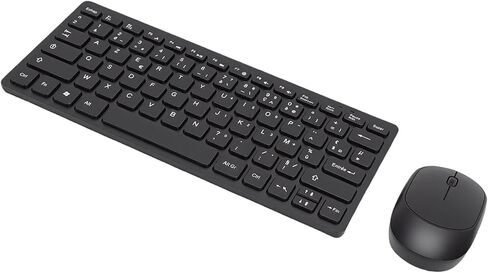 Zopsc French 2.4GHz Wireless Keyboard and Mouse Combo, 78 Key Slim Portable French Layout Keyboard with Quiet Mouse, Plug and Play USB Receiver for PC Laptop. in Kuwait
