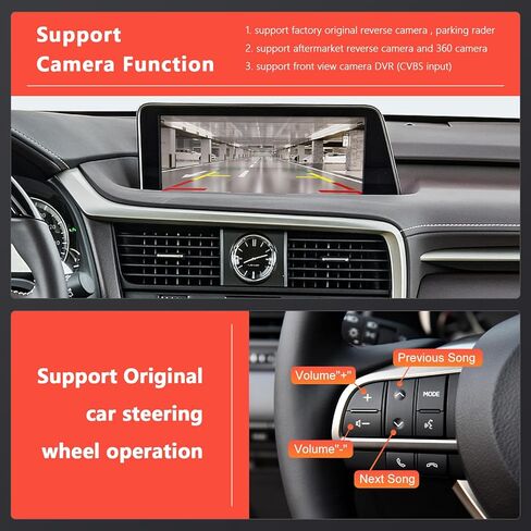 Road Top Wireless Carplay Android Auto Module for Lexus NX RX is ES GS RC CT LS LX LC UX Series with Small Touchpad/Joystick, Support for Mirrorlink/Navigation in Kuwait