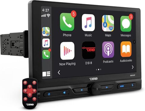 DS18 DDX10.5CP 10.5 بوصة شاشة ستيريو للسيارة تعمل باللمس Mechless Single-Din Headunit Apple Car Play & Bluetooth، وصلة مرآة Android الوسائط المتعددة الرقمية AUX/USB/MP3/ AM/FM جهاز استقبال راديو عن بعد، أسود (متجدد) in Kuwait
