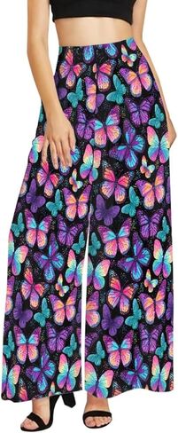 GLUDEAR Women's Boho Printed Palazzo Side Split Wide Leg Workout Yoga Pants in Saudi Arabia