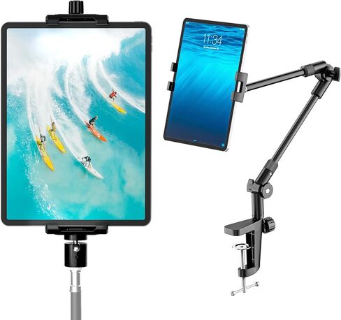 KDD iPad Tripod Mount Adapter & Aluminum Tablet Stand Holder Fit for 4.7"-12.9" Devices, iPad Pro 12.9 Air Mini, Galaxy Tabs, Switch, iPhone in Kuwait