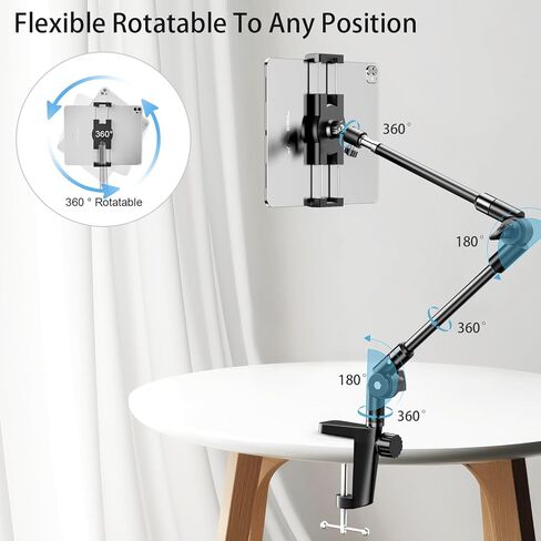 KDD iPad Tripod Mount Adapter & Aluminum Tablet Stand Holder Fit for 4.7"-12.9" Devices, iPad Pro 12.9 Air Mini, Galaxy Tabs, Switch, iPhone in Kuwait