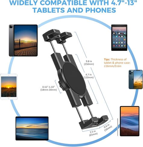 KDD iPad Tripod Mount Adapter & Aluminum Tablet Stand Holder Fit for 4.7"-12.9" Devices, iPad Pro 12.9 Air Mini, Galaxy Tabs, Switch, iPhone in Kuwait
