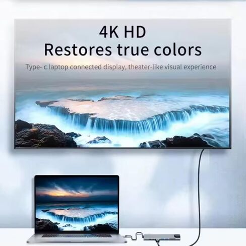 محطة إرساء USB C Hub (8 في 1) مع HDMI 4K@30 هرتز، RJ45 Ethernet، قارئ بطاقة SD/TF، ​​USB 3.0/2.0، PD 100W، دونجل من النوع C متوافق مع أجهزة الكمبيوتر المحمول اللوحية in Kuwait