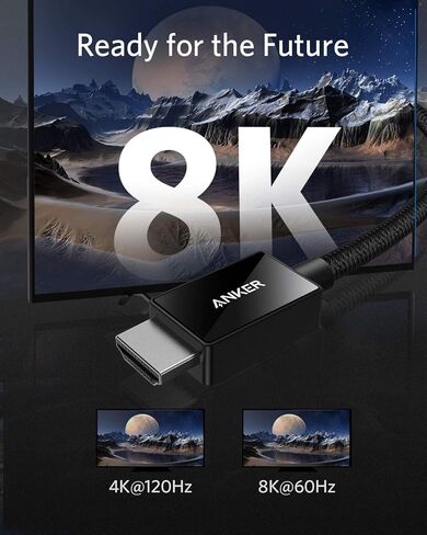 موزع Anker 547 USB-C (7 في 2)، متوافق مع منفذ Thunderbolt 4 USB C و4K HDMI وUSB C ومنفذي بيانات USB A 8K@60 هرتز، كابل HDMI فائق السرعة 4K@120 هرتز 48 جيجابت في الثانية 6.6 قدم in Kuwait