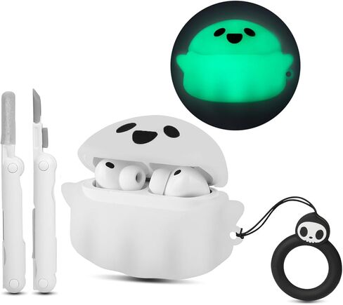 for AirPods Pro 3 Case Cover 2025 with Cleaner kit, Glow-in-The-Dark Cute Ghost Case for Apple AirPods Pro 3rd Generation, Soft Silicone Anime Funny AirPods Pro 3 Case for Women Men in Kuwait