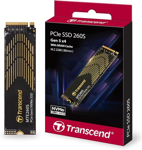 Transcend MTE260 1TB Gen5 SSD with Heatsink, Up to 14,000MB/s, Storage Expansion for PS5 Consoles/Desktops/Laptops, M.2 2280 PCIe 5.0 NVMe Gen5x4 Internal Solid State Hard Drive, 3D TLC NAND in Kuwait