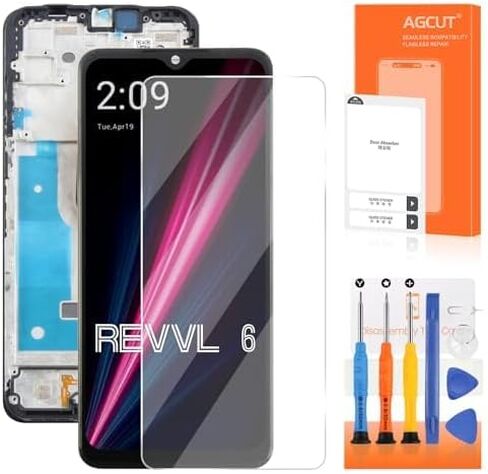 AGCUT for T-Mobile Revvl 6 5G Screen Replacement for T-Mobile Revvl 6 LCD Display TMAF025G LCD Digitizer Touch Screen Assembly Repair Parts with Frame in Kuwait
