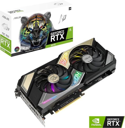 بطاقة رسومات الألعاب ASUS KO NVIDIA GeForce RTX 3070 V2 OC Edition 8 جيجابايت GDDR6 (PCIe 4.0، ذاكرة GDDR6 سعة 8 جيجابايت، LHR، HDMI 2.1، DisplayPort 1.4a، تصميم مروحة Axial-tech، تقنية 0dB) (متجددة) in Kuwait