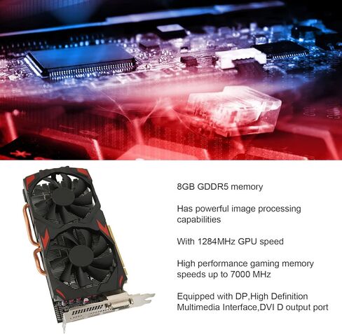 بطاقة رسومات RX 580 سعة 8 جيجابايت GDDR5 256 بت، تدعم مراوح التبريد PCI Express 3.0 فتحة بطاقة رسومات الألعاب، التحكم النشط في المروحة وإيقاف مروحة التجميد للمكتب المنزلي in Kuwait