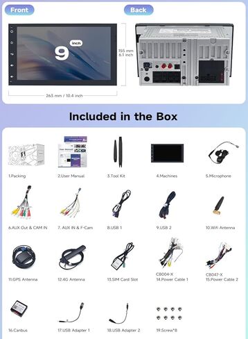 Roadanvi Android 14 6GB+128GB 9" Car Radio for Toyota Tacoma 2016-2022 Corolla 2017 2018 Sienna 2014 to 2016 Carplay Android Auto Car Stereo WiFi&4G LTE GPS Navigation 1280*720 QLED Touch Screen X14 in Kuwait