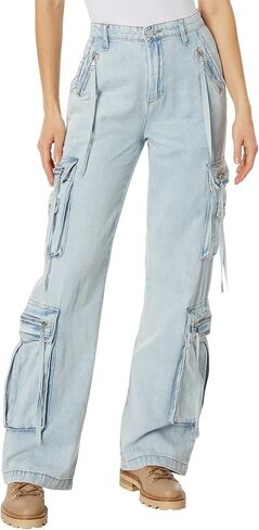 [BLANKNYC] Womens Luxury Clothing Oversized Cargo Pocket Rib Cage Tencel Denim Cargo Pant, Comfortable & Stylish in Saudi Arabia