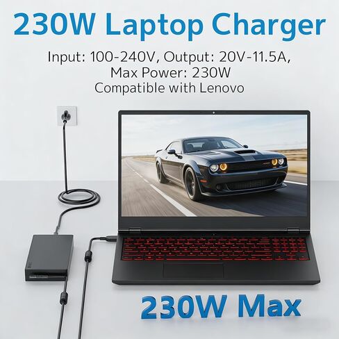 شاحن كمبيوتر محمول 230 واط 20 فولت 11.5 أمبير مناسب لجهاز Lenovo Legion 5 7 5P C7 S7 Y540 Y545 Y730 Y740 Y900 Y910 Y920 Y7000 Thinkpad P1 P51 P52 P53 P70 P71 P72 P73 ADL230NDC3A 01FR044 01FR046 محول التيار المتردد العرض in Kuwait