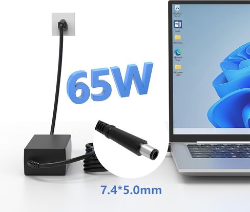 65W 7.4mm AC Adapter Compatible with Dell Latitude 3140 7480 5410 7290 3140 e6430 e6440 e6410 e6420 e6530 e5470 e6540 e7440 Power Supply in Kuwait
