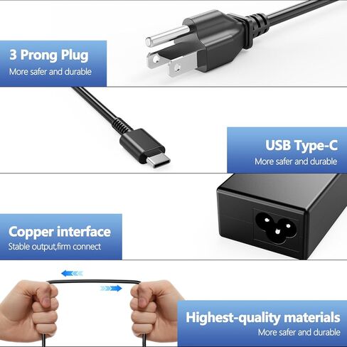 شاحن كمبيوتر محمول USB من النوع C بقدرة 65 وات متوافق مع HP EliteBook x360 1040 630 745 835 840 G9 845 860 G10، Elite x2 1012 G2 G4 G8، ProBook 440 450 455 460، Envy x360 17 Spectre، L65505-002 محول تيار متردد in Kuwait