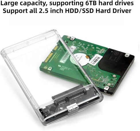 حاوية محرك أقراص ثابتة USB C مقاس 2.5 بوصة، حافظة خارجية شفافة من النوع C USB 3.1 لـ SATA SSD/HDD بسعة تصل إلى 4 تيرابايت، خالية من الأدوات، نوم ذكي، دعم OTG للهاتف (10 جيجابت في الثانية) in Kuwait