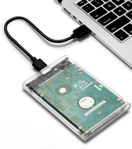 حاوية محرك أقراص ثابتة USB C مقاس 2.5 بوصة، حافظة خارجية شفافة من النوع C USB 3.1 لـ SATA SSD/HDD بسعة تصل إلى 4 تيرابايت، خالية من الأدوات، نوم ذكي، دعم OTG للهاتف (10 جيجابت في الثانية) in Kuwait