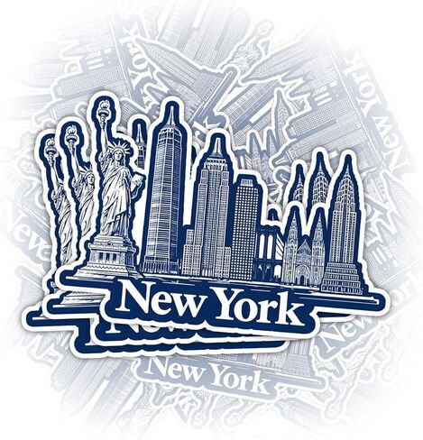 3 Pcs New York Skyline Sticker, NYC Cityscape Silhouette Illustration Stickers Die-Cut Waterproof for Laptop, Water Bottle, Phone, Window, Helmet (2 inch) in Kuwait