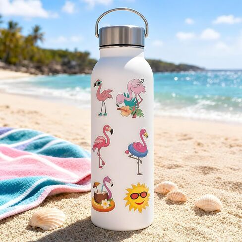 Xzentira 150Pcs Flamingo Stickers, Summer Waterproof Vinyl PVC Tropical Flamingo Decorations, Hawaiian Party Favors, Birthday Decorations for Laptop Travel Luggage Car Bike Bicycle in Kuwait