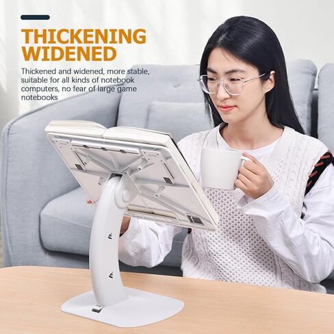 HOMSFOU Anti-Slip Portable Laptop Riser Stand with Cooling Vent for Study and Reading, Foldable White Multipurpose Notebook Holder for Desk Use in Kuwait