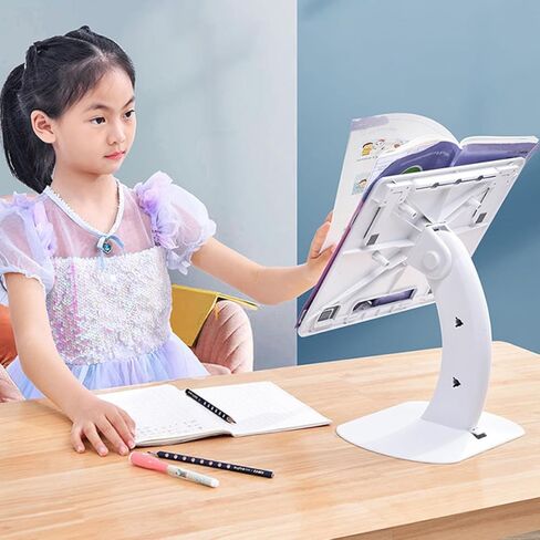 HOMSFOU Anti-Slip Portable Laptop Riser Stand with Cooling Vent for Study and Reading, Foldable White Multipurpose Notebook Holder for Desk Use in Kuwait