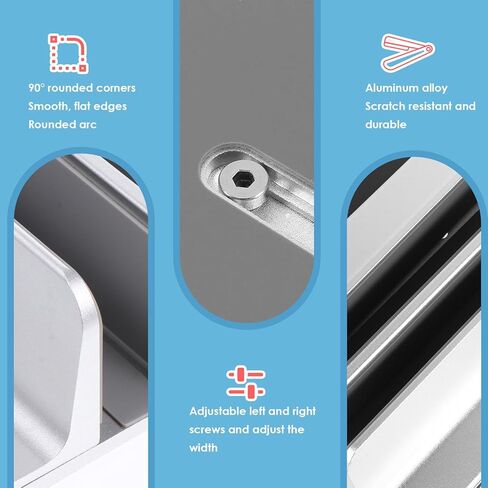 Angoily Aluminum Alloy Vertical Laptop Holder and Tablet Stand Double Slot Desktop Mount Dock for Office and Home Use Silver in Kuwait