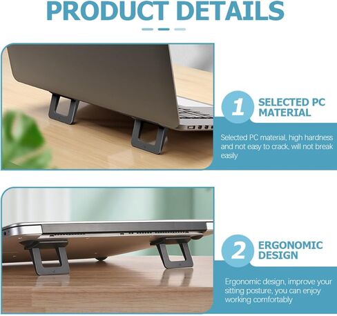 HOMSFOU Laptop Riser 2pcs Set Black مادة الكمبيوتر المحمول حامل حامل كمبيوتر محمول مريح مضاد للانزلاق لتحسين التبريد وتعديل الارتفاع مناسب للاستخدام المكتبي والمنزلي in Kuwait