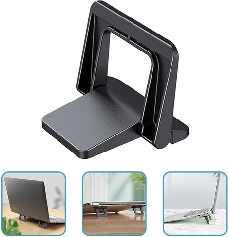 HOMSFOU Laptop Riser 2pcs Set Black مادة الكمبيوتر المحمول حامل حامل كمبيوتر محمول مريح مضاد للانزلاق لتحسين التبريد وتعديل الارتفاع مناسب للاستخدام المكتبي والمنزلي in Kuwait