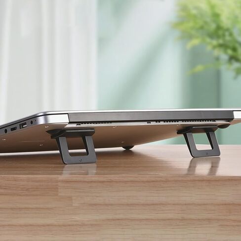 HOMSFOU Laptop Riser 2pcs Set Black مادة الكمبيوتر المحمول حامل حامل كمبيوتر محمول مريح مضاد للانزلاق لتحسين التبريد وتعديل الارتفاع مناسب للاستخدام المكتبي والمنزلي in Kuwait