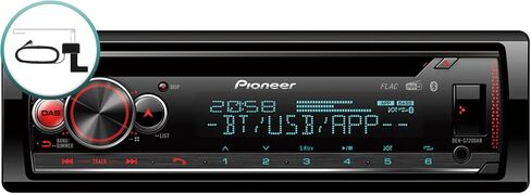 بايونير DEH-S720DAB-AN مع هوائي DAB، راديو سيارة 2-DIN، موالف CD مع FM وDAB+، بلوتوث، MP3، مدخل USB وAUX، إضاءة RGB، مجموعة بدون استخدام اليدين، تطبيق مزامنة ذكي، معادل 13 نطاقًا in Kuwait